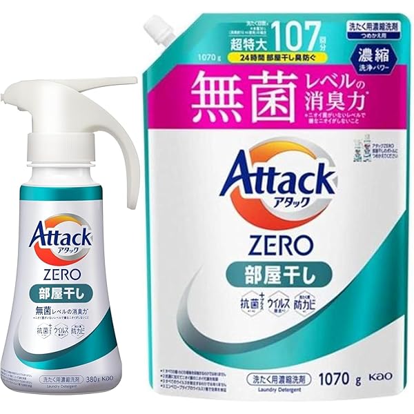 Amazon | アタックZERO ＜部屋干し＞ ワンハンドタイプ 本体380g+詰