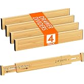 Lifewit Kitchen Drawer Dividers, Adjustable 16–22” Bamboo Cutlery Drawer Organisers, 2.4" High Expandable Wooden Drawer Separ