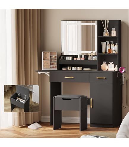 Amazon｜LIKIMIO ドレッサー コンパクト 幅62CM コンセント付き 3色LED