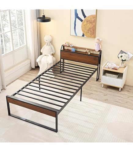 Amazon｜Beemyiベッドフレーム シングル ベッド 2口コンセント 1USB