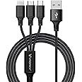 VRORKV USB Multi Charger Cable [1.2M 3A] Nylon Braided Multi Charging Cable USB to Type C/Micro 3 in 1 Universal Charger for 