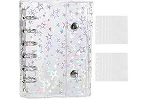 Sediven シール帳 透明 女の子 はがせる A7 バインダー 手帳 クリアバインダー 6穴 マイクロ6 シール収納 推し活グッズ （星柄）