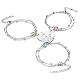 Jovivi Personalized Custom Matching Heart Puzzle Piece Friendship Bracelet Set of 2/3/4 Pcs for Family Sisters Best Friends C