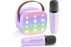 YLL Mini Karaoke Machine for Kids Adults, Portable Bluetooth Speaker with 2 Wireless Microphones, TOP Toys Christmas Birthday Gifts for Girls Ages 4, 5, 6, 7, 8, 9, 10, 11, 12+ Years Old (LightPurple)