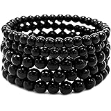 T-Doreen Set of Five Pearl Beaded Stretch Bracelet for Women,7.25"