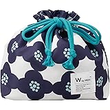 Wpc. Patterns ランチ巾着 カメリア ネイビー レディース 保冷剤ポケット 簡易保冷生地 撥水加工 汚れが付きにくい お弁当袋 ランチ お弁当箱とお揃いで使える 大人 社会人 学生 子供 ピクニック レジャー 北欧 レトロ 花柄 おしゃれ