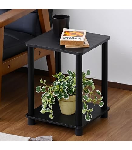 Amazon｜モダンサイドテーブル インダストリアルデザイン 強化ガラス天