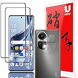 【2+2枚セット】UNEED OPPO Reno 10 Pro 5G 用のガラスフィルム（2枚）+カメラフィルム（2枚）OPPO reno10 Pro 5G 用の フイルム 強化液晶保護フィルム ワンタッチ貼付け/気泡ゼロ/ケースと干渉せず/硬度9H