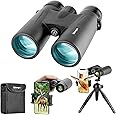 12x42 HD Binoculars for Adults with Upgraded Phone Adapter, Tripod and Tripod Adapter - Large View Binoculars with Clear Low 