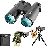 12x42 HD Binoculars for Adults with Upgraded Phone Adapter, Tripod and Tripod Adapter - Large View Binoculars with Clear Low 