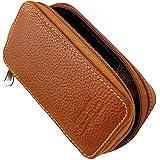 Parker パーカーセーフティレイザー 本革 両刃安全カミソリ用 トラベルケース ファスナー&替刃用の収納部付き サドルブラウン