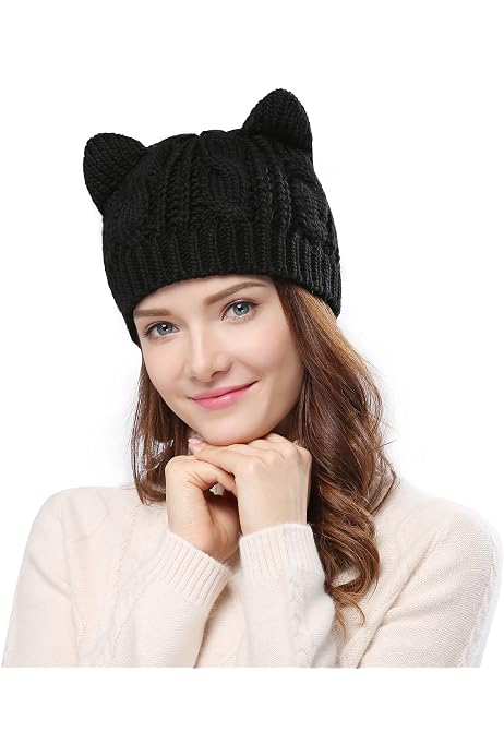 Penny's Women Cat Ear Beanie Hat Wool 