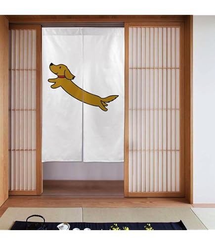 Amazon｜のれん 暖簾 子犬 いぬ イヌのミニチュアダックスフンド