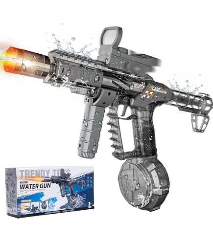 Amazon | 電動ウォーターガン 水鉄砲 電動 ガトリングガン 銃口炎灯