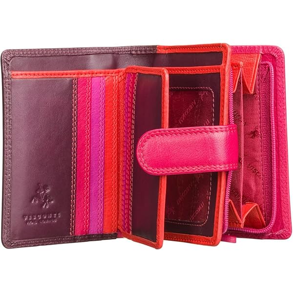 Visconti Saturn Polka Dot Leather Bifold Wallet - Lily Pad Color, 9 Card Slots, Zippered Coin Section - View #3