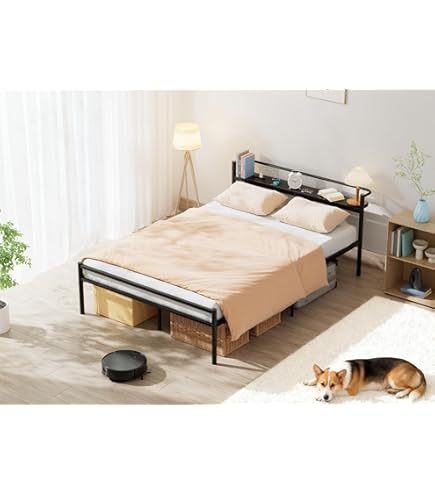 Amazon｜WLIVE ベッドフレーム ダブル パイプベッド コンセント付き 2