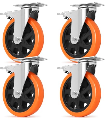 WEIBIDA 4-Inch Heavy Duty Casters Set Of 4 - 3200 Lbs Capacity, Polyurethane On Aluminum Wheels With Brake - View #11