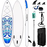 FunWater Inflatable Stand Up Paddle Board Paddleboard with ISUP Accessories,Three Fins,Adjustable Paddle, Pump,Backpack, Foot