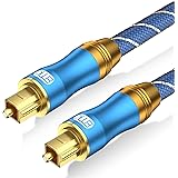 光デジタルケーブル EMK 光デジタルオーディオオプティカルケーブル SPDIF OPTICAL TOSLINK トスリンク 角型 金メッキ 高耐久性 PS4/Xbox/サウンドバー/TVスピーカーなど用 (ブルー, 5M)