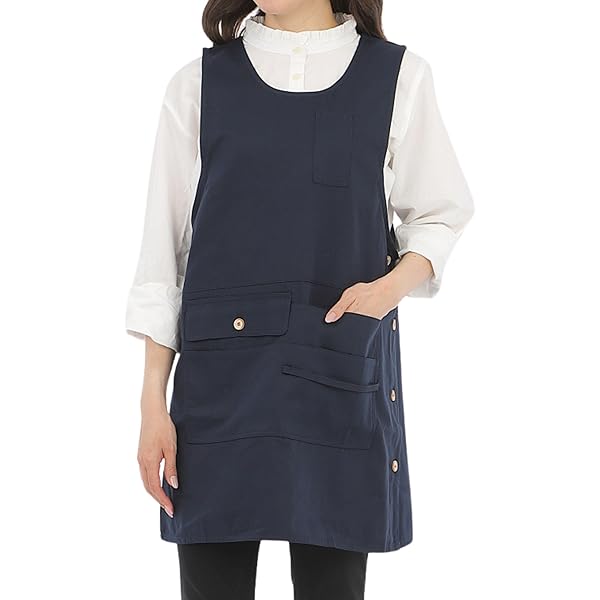 Amazon.co.jp: サイドボタン エプロン M～L やわらか素材 撥水加工