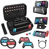 ニンテンドースイッチ ケース Switch ケース HeysTop 12in1 Switch ケース+Joy-Conハンドル 2種類 + Switchスタンド+充電器ケーブル+スイッチ ガラスフィルム+Joy-Con親指キャップ 大容量/全面保護
