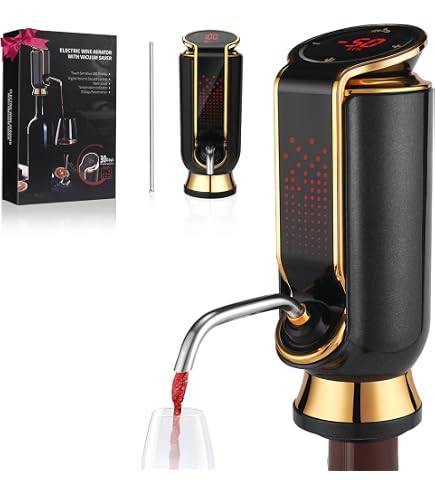 VINOWAKE Triovino Electric Wine Aerator, Dispenser and Preserver By LINKSTYLE - 3-in-1 Instant Aeration For Improved Taste, Measured Pouring & Wine Preservation up to 20-days: Wine Stoppers