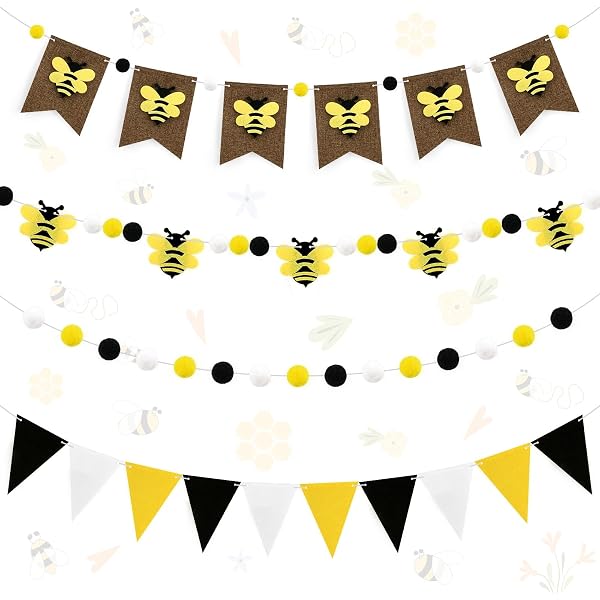 Party Banner Uniwish Happy Bee Day Burlap Banner Bumblebee Themed Baby ...