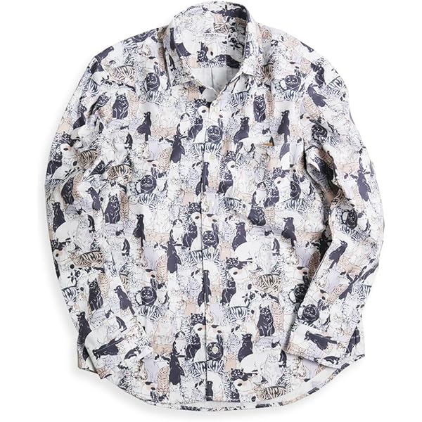 Amazon.co.jp: [クインテット] フクロウ柄 長袖シャツ メンズ 猫柄