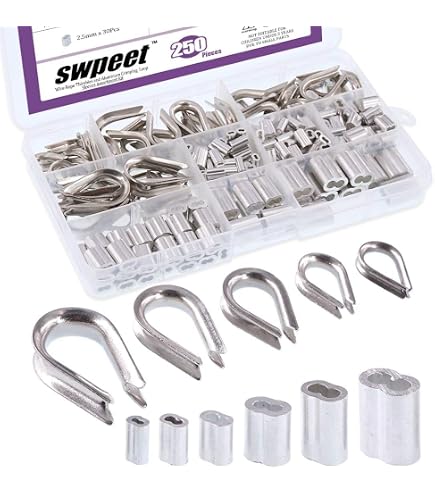 Produktbild von Keadic Aluminium-Crimphülsen-Set – 316 Stück In 8 Größen (M1,2 Bis M6) Für Drahtseil, Kabel Und Reling