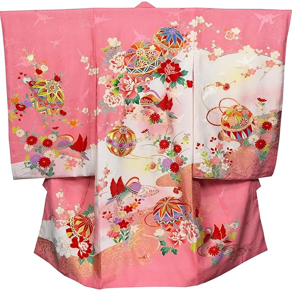 Amazon.co.jp: 宮参り 着物 女の子 正絹初着 女の子用産着 赤色 総疋田