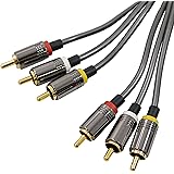 ハイグレード ビデオコード ３ピン - ３ピン RCA ケーブル 1m ゴールドプラグ 簡易包装 メタルプラグ テレビ ビデオデッキ ゲーム機 など