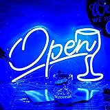 OPEN看板 LED 青オープンビールネオンサイン、部屋の装飾、レストラン、喫茶店、居酒屋、バー（42cm⋆25㎝）