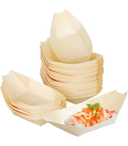 Amazon.co.jp: HRS たこ焼き 舟皿6寸 木舟6寸 経木舟皿6寸 100枚