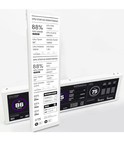 WOWNOVA 5" Computer Temp Monitor, Dynamic Theme Supported, ARGB PC Case - View #4