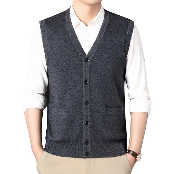 Amazon | [Shiyato] ニットベスト メンズ 前開き L ワインレッド V