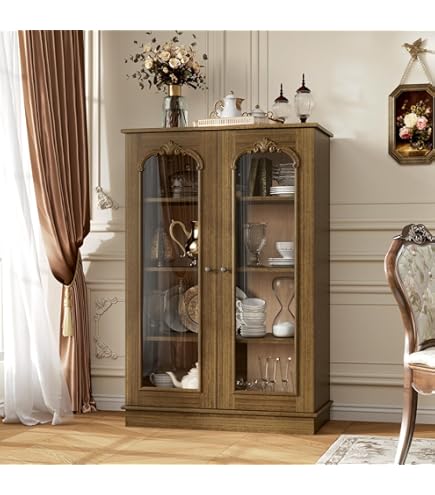 Amazon.co.jp: キャビネット 片開き扉 アンティークブラウン