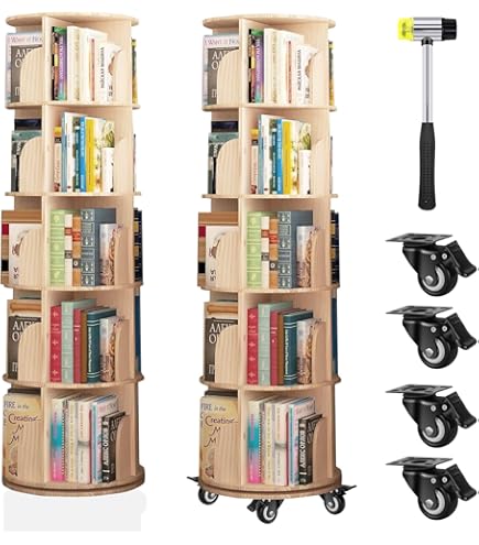 Amazon｜SEMI-SH 回転ブックラック 7段 本棚 コミック収納 ホワイト