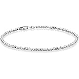 MiaBella 925 Sterling Silver Diamond-Cut 2.5mm Bead Ball Chain Bracelet Anklet for Women 6.5, 7, 8, 9, 10 inch