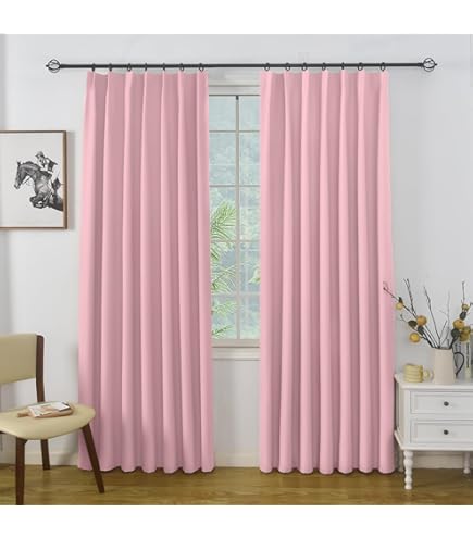 カーテン ピンク 2枚 Amazon｜WAZZIO ライトピンクカーテン 2パネル 長さ84インチ