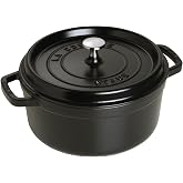 STAUB Cast Iron Dutch Oven 4-qt Round Cocotte, Made in France, Serves 3-4, Matte Black