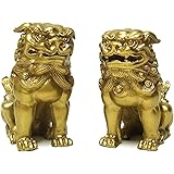 風水開運置物 狛犬（獅子狛犬）金8 cm