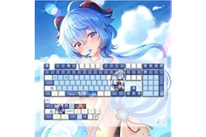 げんしん 原神 周辺 甘雨（かんう）キーキャップ PBT染め 昇華 OEM プロファイル メカニカルキーボード 人気ゲームグッズ プロファイル MXスイッチ交換 pbtキーキャップ おしゃれ プレゼント ギフト (甘雨（かんう）)