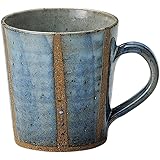 丸伊製陶 信楽焼 へちもん マグカップ コップ 大きめ 青萩立線 330ml おしゃれ コーヒーカップ 陶器 職人手作り 伝統工芸 日本製 MR-3-3335