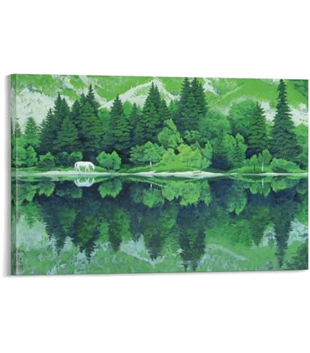 Amazon.co.jp: 東山魁夷 生前作 「 緑の渓 」 リトグラフ 版画