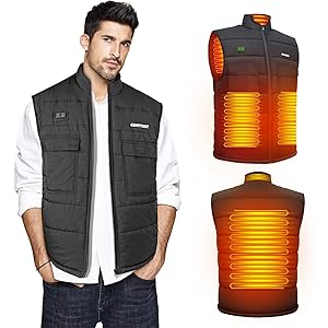 Kiwasa 電熱ベスト 電熱ジャケット 加熱ベスト ヒートジャケット 加熱服 USB給電式 ダブルスイッチ 前後独立…