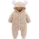 [UNIQUEONE] [ベビー Infant Boys Girls Hooded Romper Warm Fleece Jumpsuit Outfits](並行輸入品)