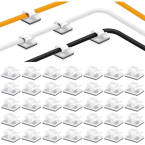 ケーブルクリップ 35pack コードクリップ ケーブルホルダー コードフック 配線 収納 接着ワイヤーコード 粘着シー…