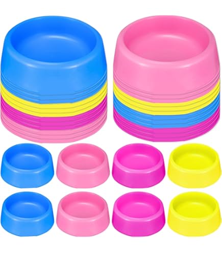 Pink Dog Bowls 16 PCS Pet Plastic Bowls Dog And Cat Supply Plastic