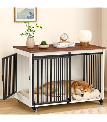 Amazon.co.jp: MEASUNM 木製犬ケージ 犬サークル ペットケージ