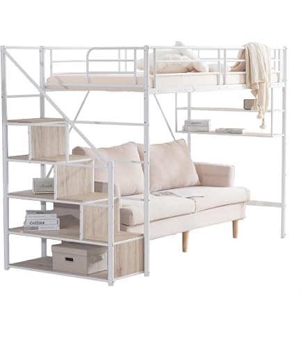 Amazon｜【北欧風】ロフトベッド 木製 デスク付き システムベッド